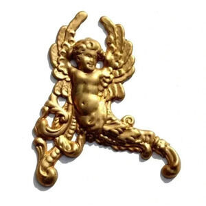 Antique Victorian Dollhouse Gold Cherub Victorian Metal Decorative Angel
